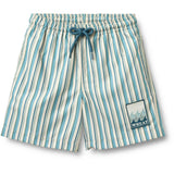 Wheat Aqua Stripe Swim Trunk Hansi Badge