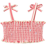 Wheat Red Stripe Flowers Bikini Carla