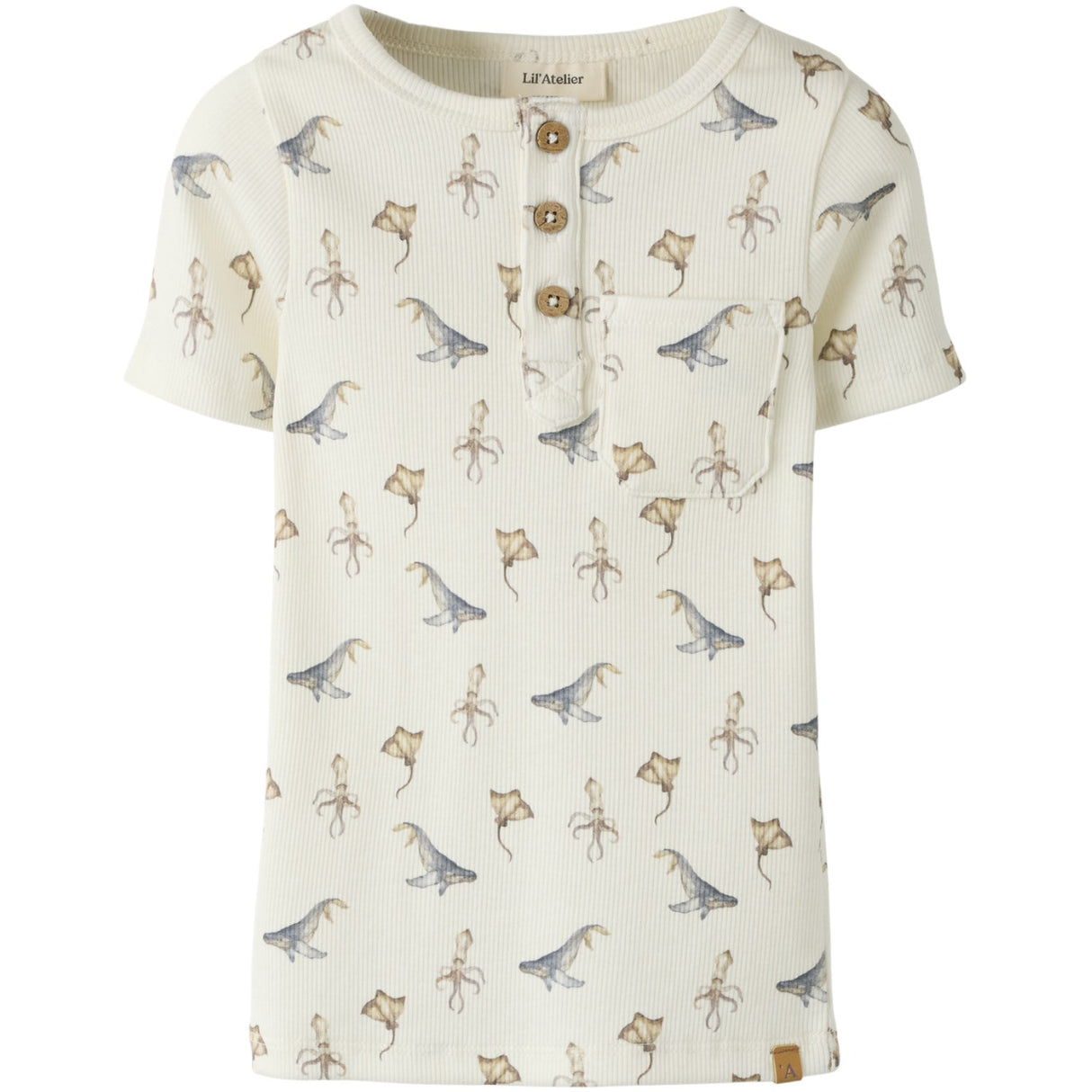 Lil'Atelier Coconut Milk Sea Animals Nmmlavo Esi Ss Slim Topp Lil