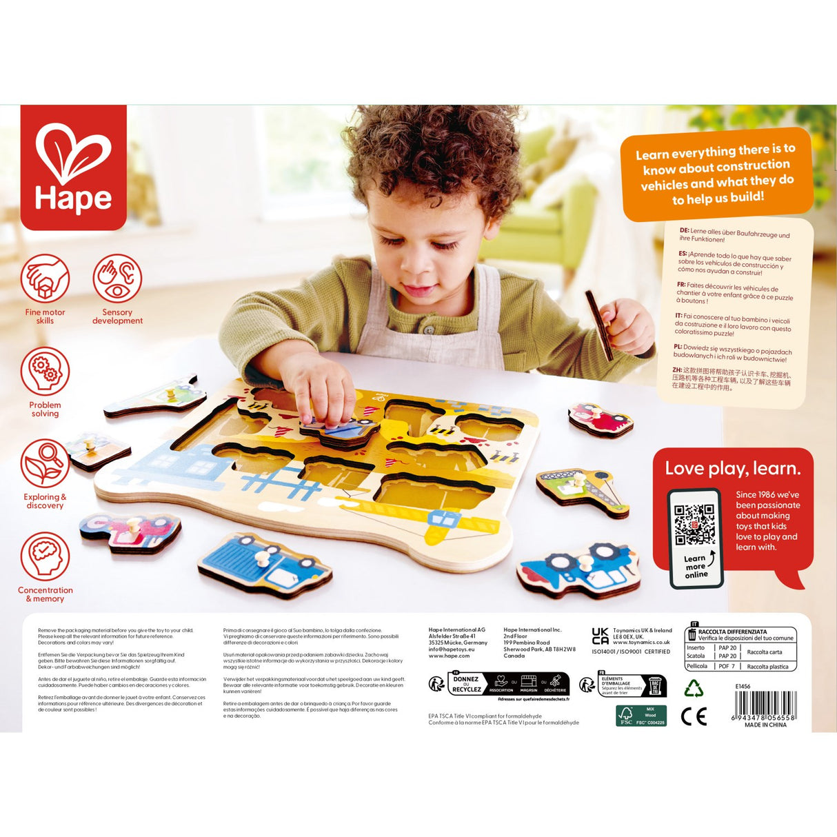 Hape Byggeplads Køretøjer Knoppuslespil