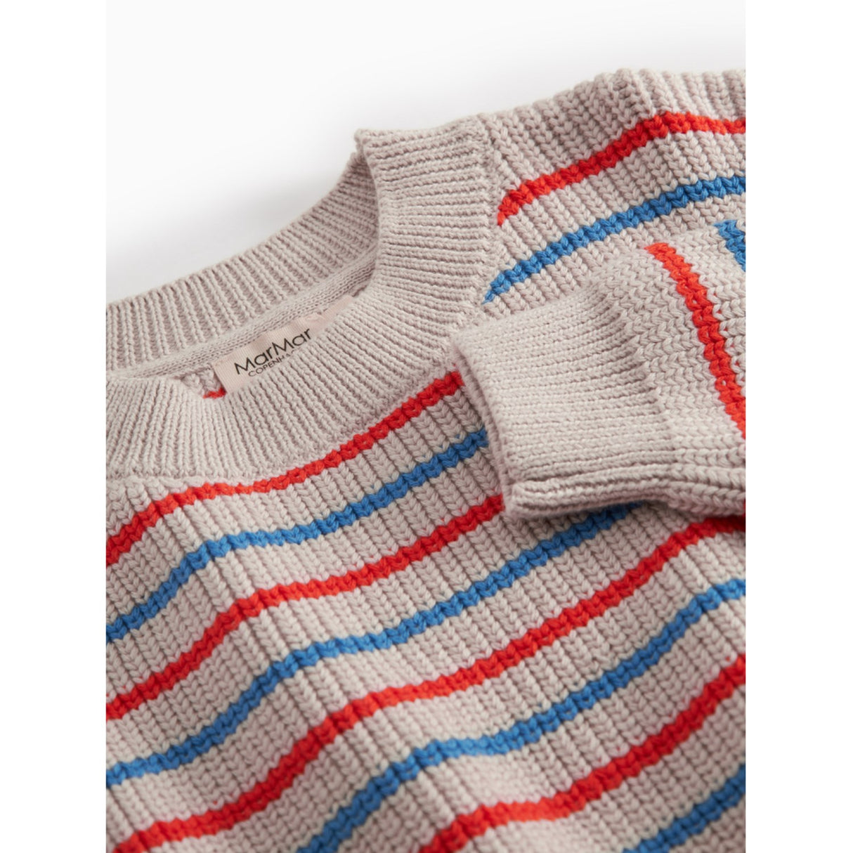 MarMar Cotton Knit EA Stripe Tomato Mix Stripe Teno Strikket Bluse