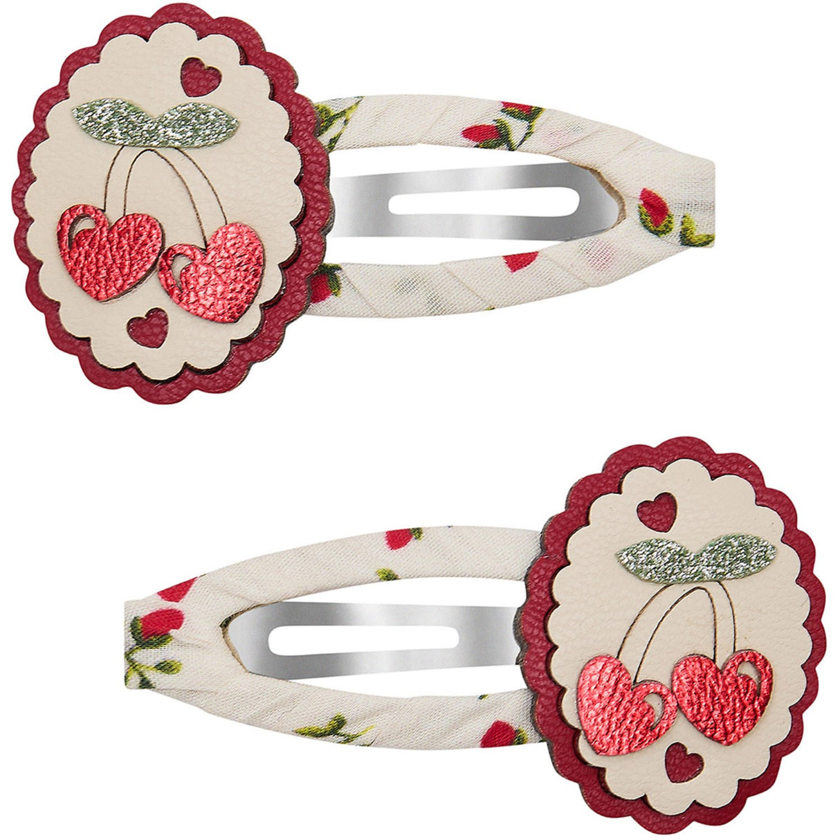 Mimi & Lula 2 Hårspænder - Scallop Framed Cherries Mon Cheri