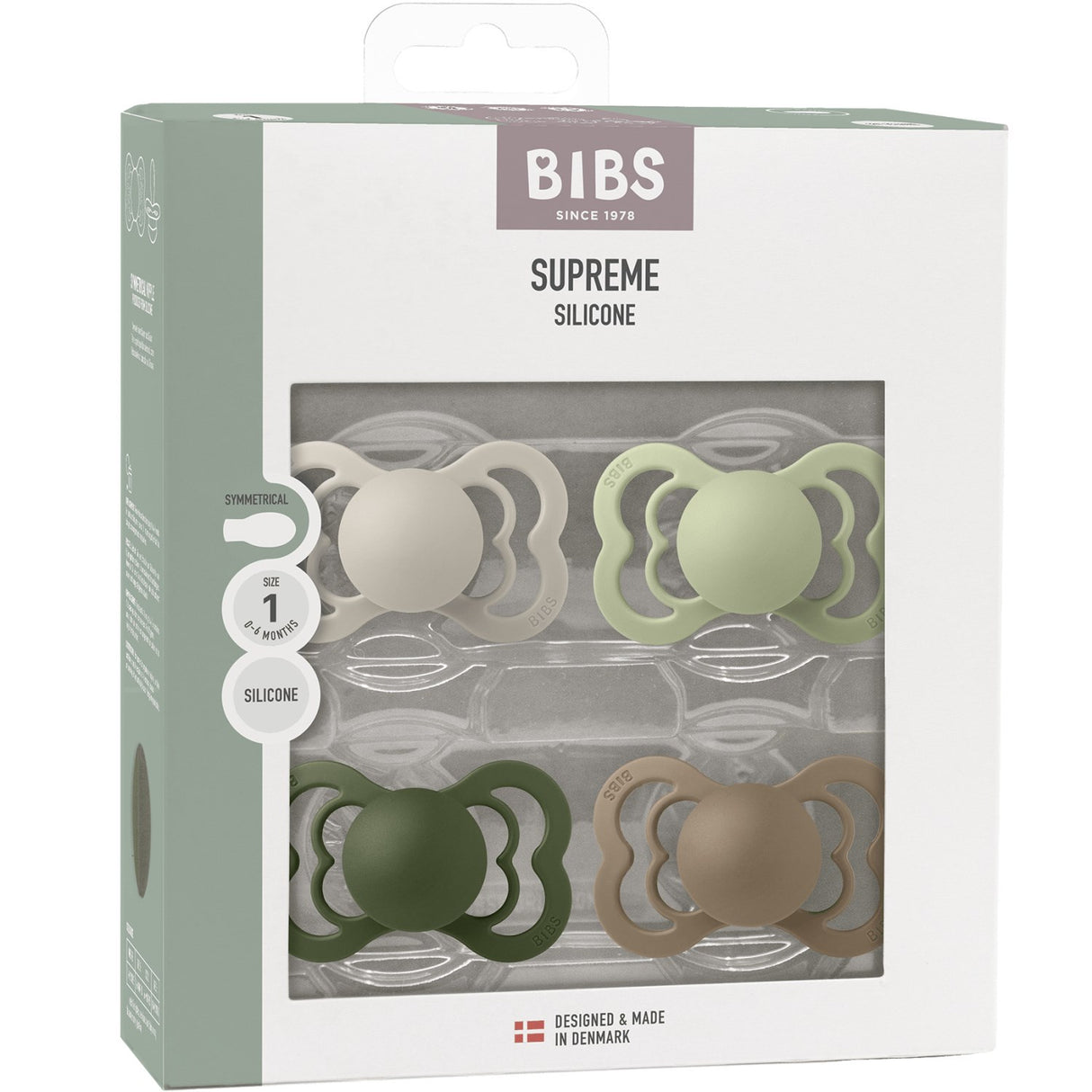 Bibs Sand/Sage/Hunter Green/Dark Oak Smokk Supreme 4-Pakke Silikon