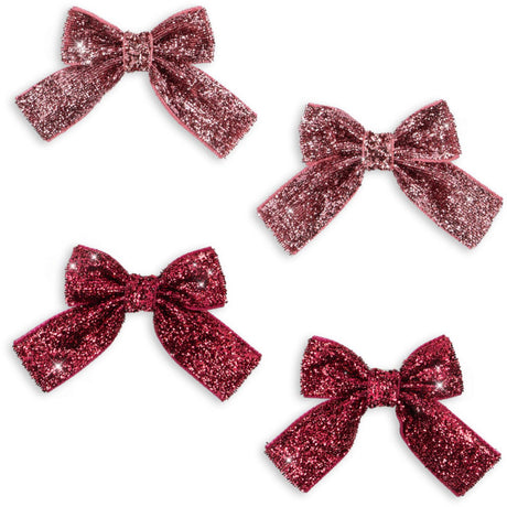 Konges Sløjd Pink Mix 4 Pakke Glitter Bue Hair Clips