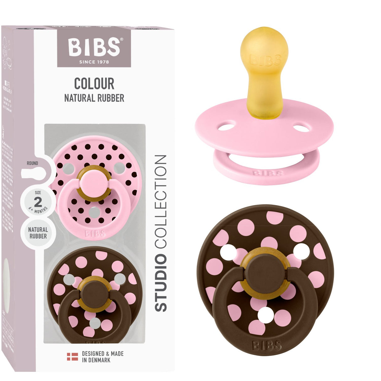 Bibs Baby Pink/Mocha Smokk Studio Colour 2-Pakning Polka Latex