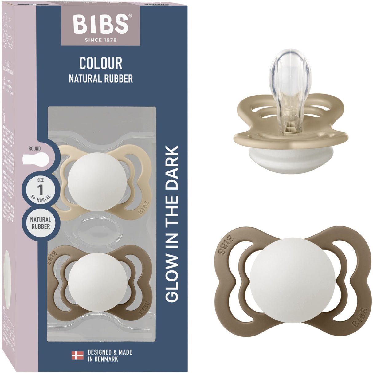 Bibs Vanilla Glow/Dark Oak Glow Smokk Supreme 2-Pakning Silikon