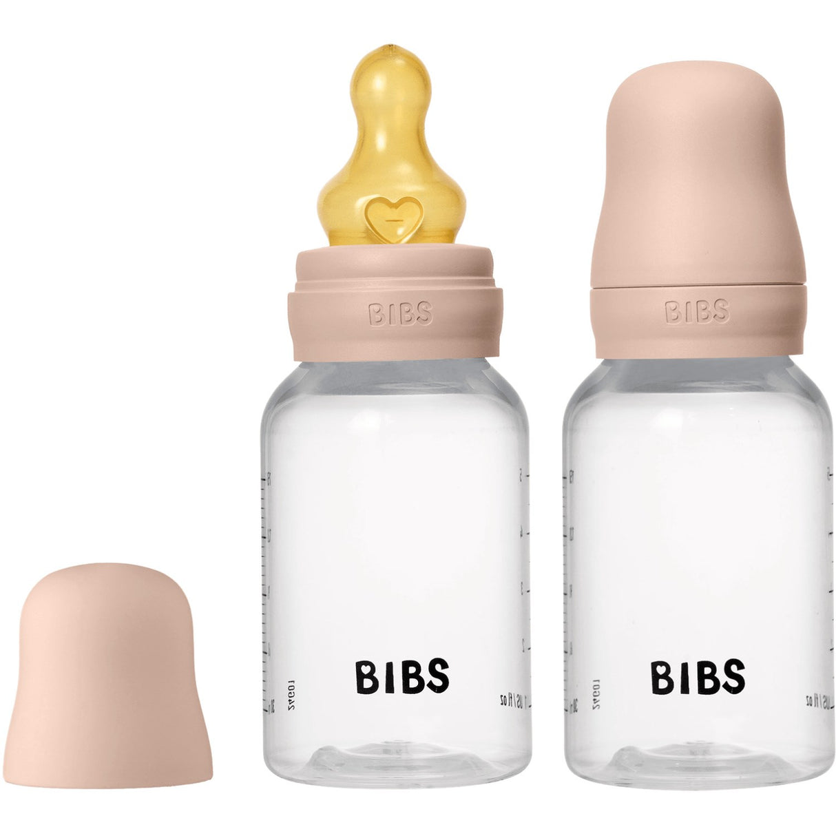 Bibs Blush Baby Flaske Round Latex 2-Pakning 150 Ml Slow Flow