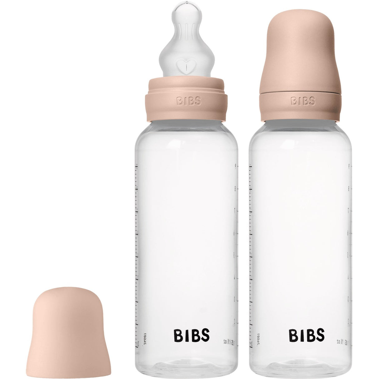 Bibs Blush Baby Flaske Round Silikon 2-Pakning 270 Ml Medium Flow