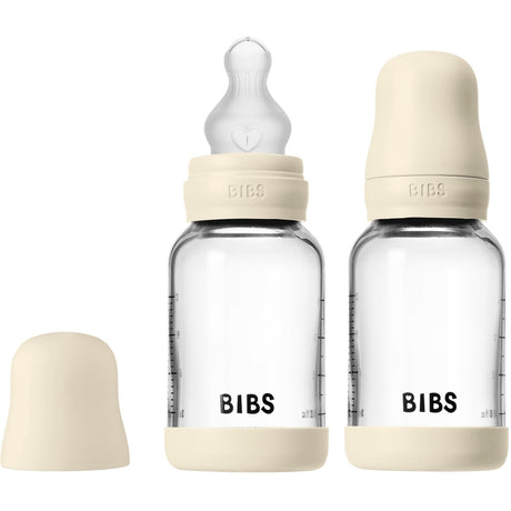Bibs Ivory Glass Baby Flaske Round Silikon 2-Pakning 120 Ml Slow Flow