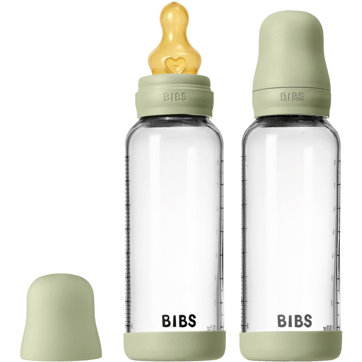 Bibs Sage Glass Baby Flaske Round Latex 2-Pakning 240 Ml Medium Flow