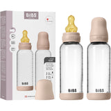 Bibs Blush Glass Baby Flaske Round Latex 2-Pakning 240 Ml Medium Flow