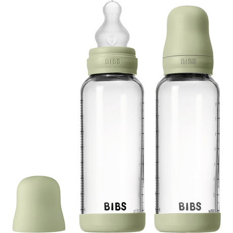 Bibs Sage Glass Baby Flaske Round Silikon 2-Pakning 240 Ml Medium Flow