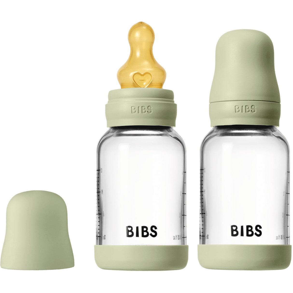 Bibs Sage Glass Baby Flaske Round Latex 2-Pakning 120 Ml Slow Flow