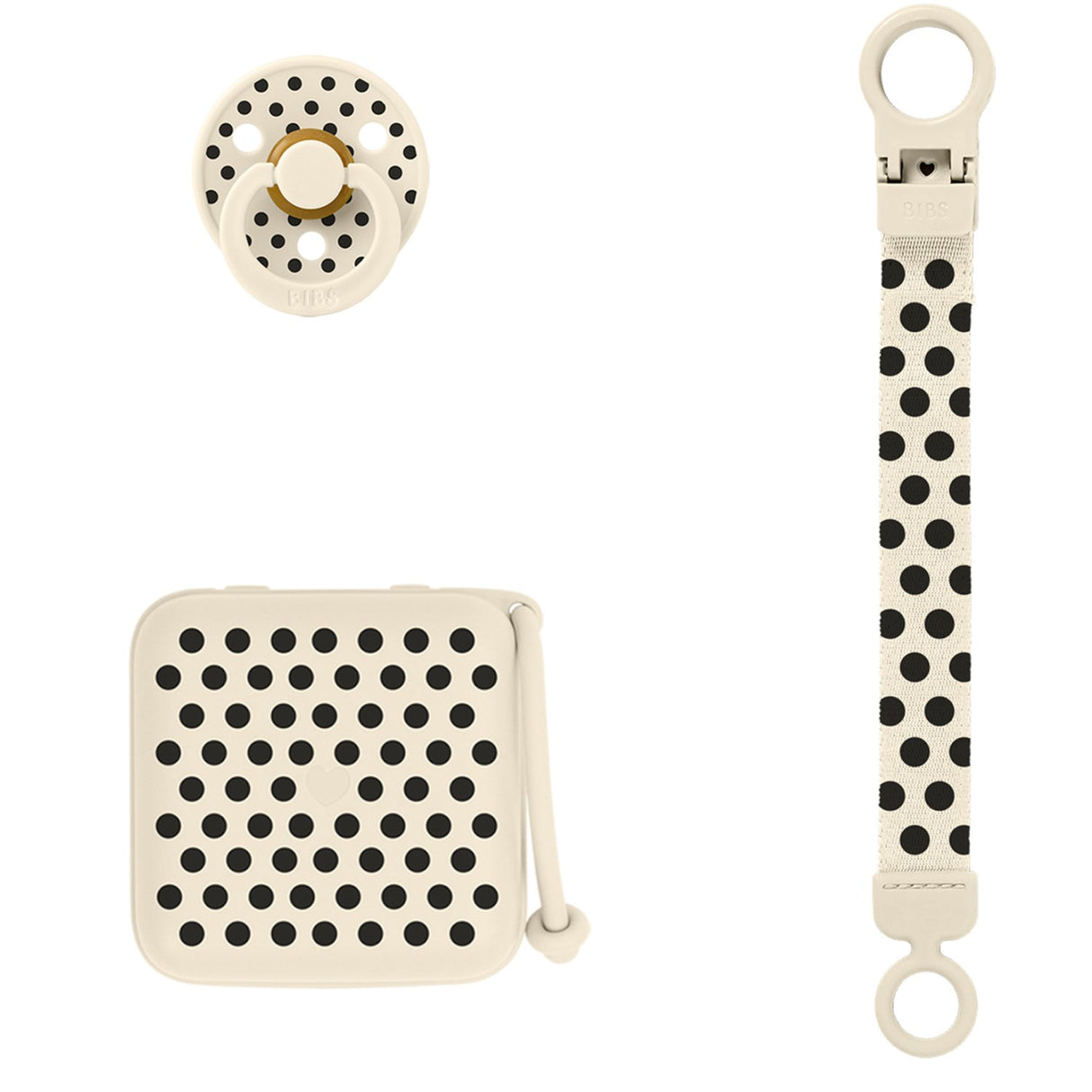 Bibs Ivory Black Gift Sett Polka Soothe & Go Latex