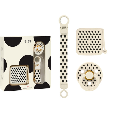 Bibs Ivory Black Gift Sett Polka Soothe & Go Latex