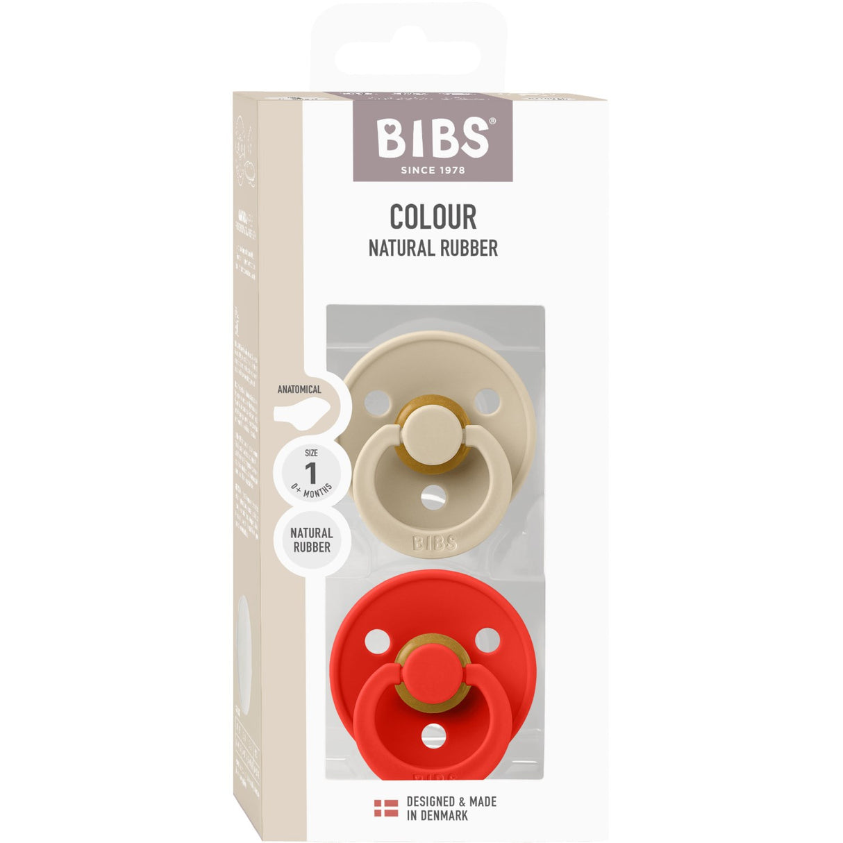 Bibs Vanilla/Candy Apple Smokk Colour 2-Pakning Anatomical Latex