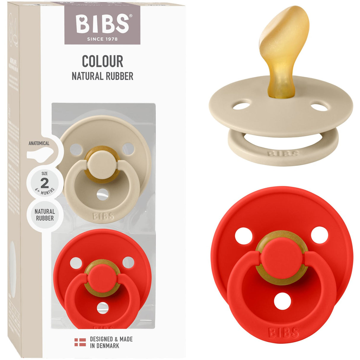 Bibs Vanilla/Candy Apple Smokk Colour 2-Pakning Anatomical Latex