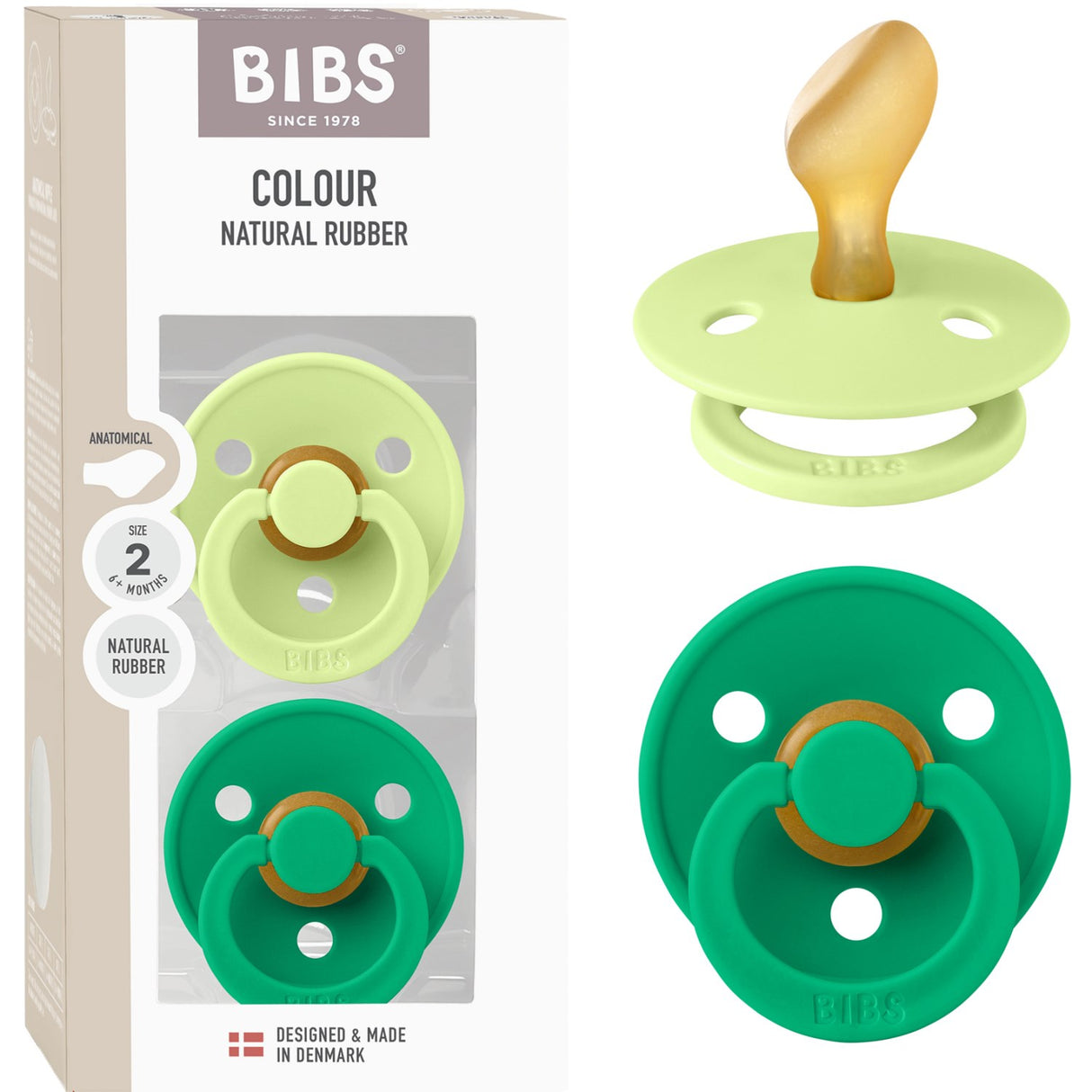 Bibs Matcha/Cactus Smokk Colour 2-Pakning Anatomical Latex