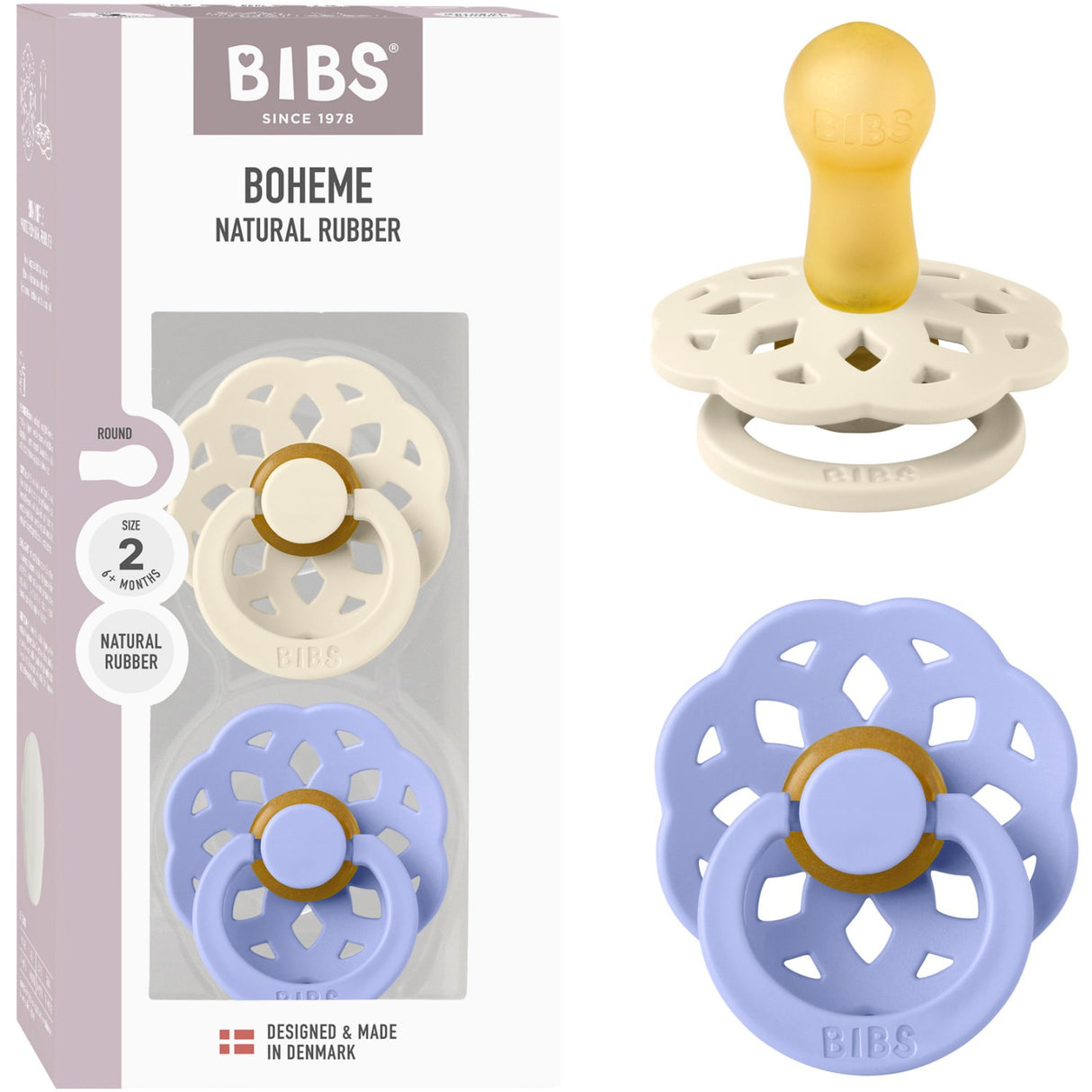 Bibs Ivory/Hush Smokk Boheme 2-Pakning Latex