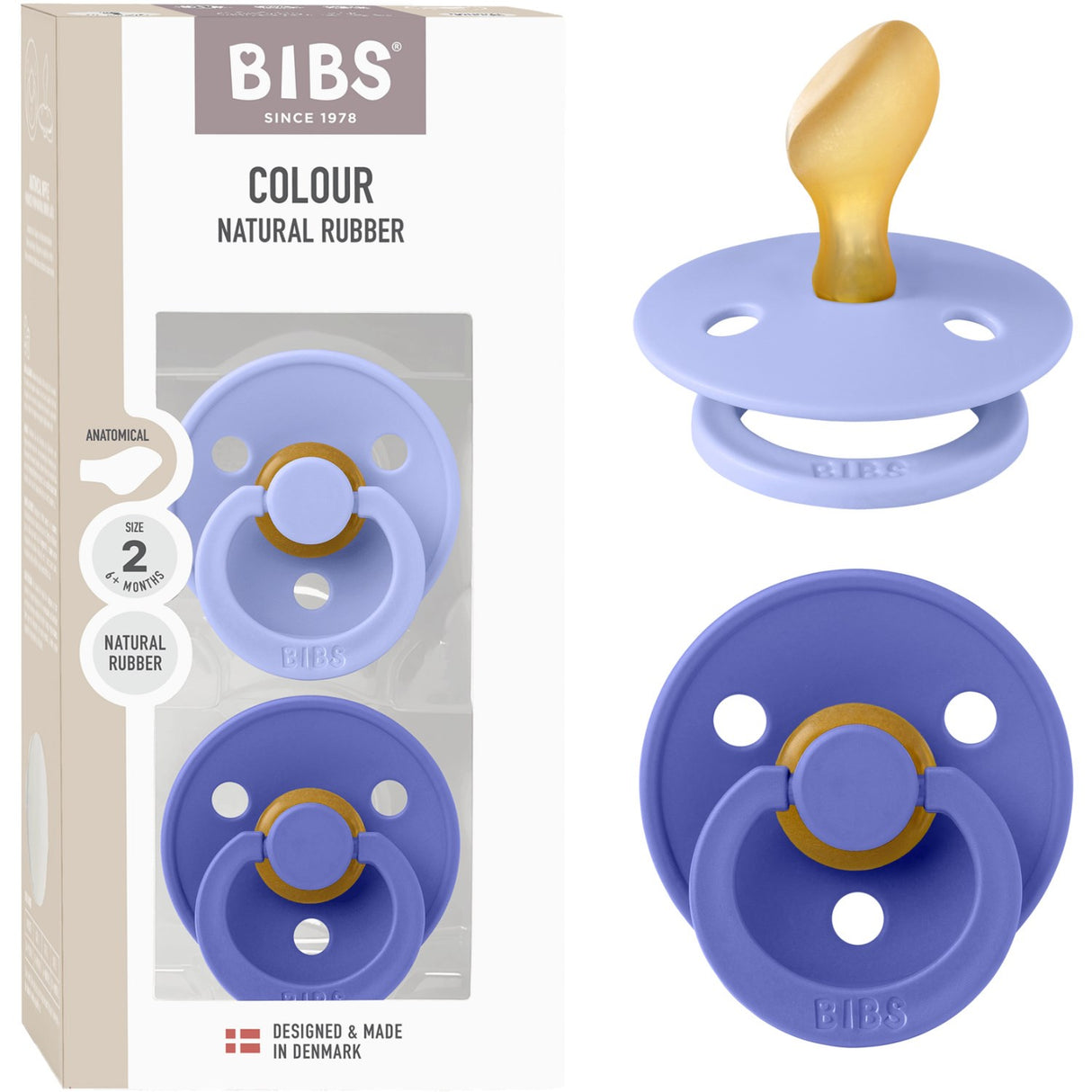 Bibs Hush/Grape Smokk Colour 2-Pakning Anatomical Latex