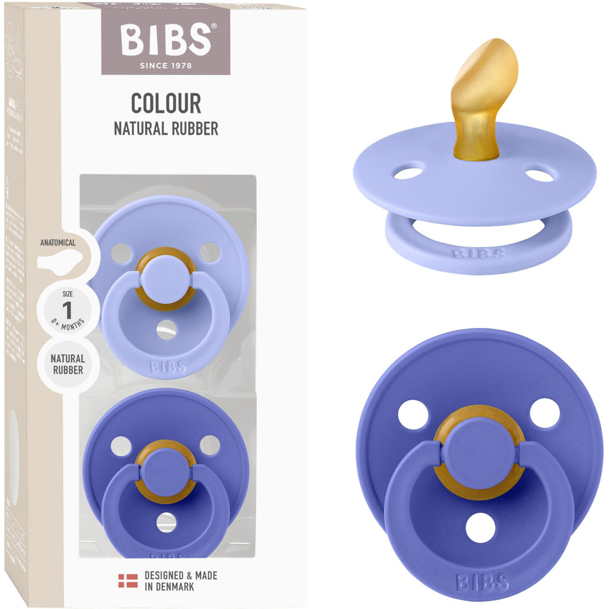 Bibs Hush/Grape Smokk Colour 2-Pakning Anatomical Latex