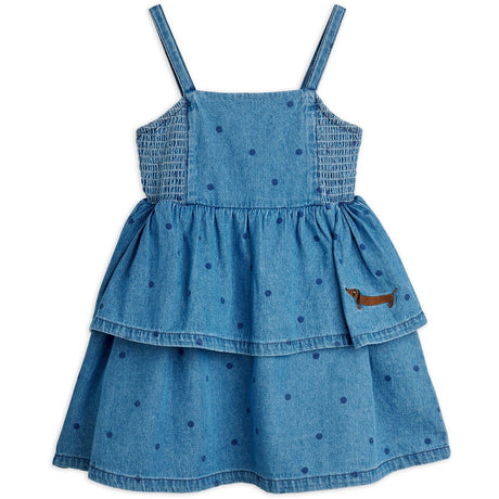 Mini Rodini Blue Lw Denim Dots AOP Stropp Kjole