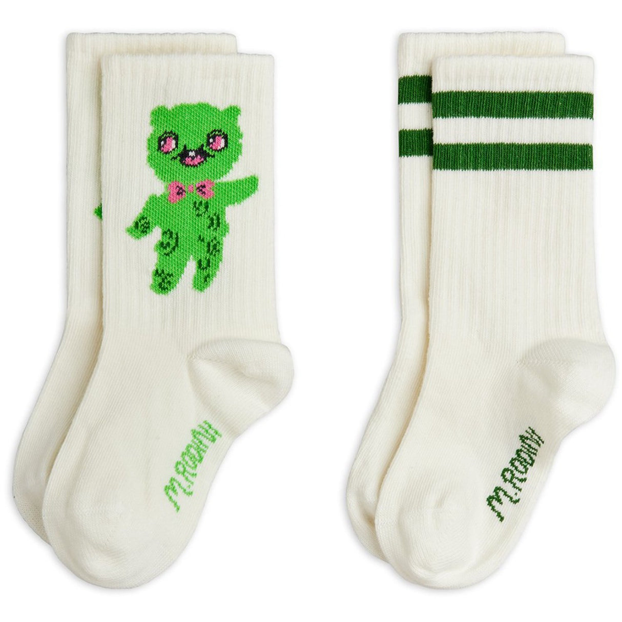 Mini Rodini Off-white Alien 2-Pakning Strømper