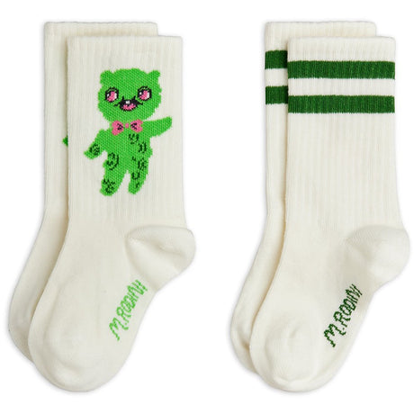 Mini Rodini Off-white Alien 2-Pakning Strømper