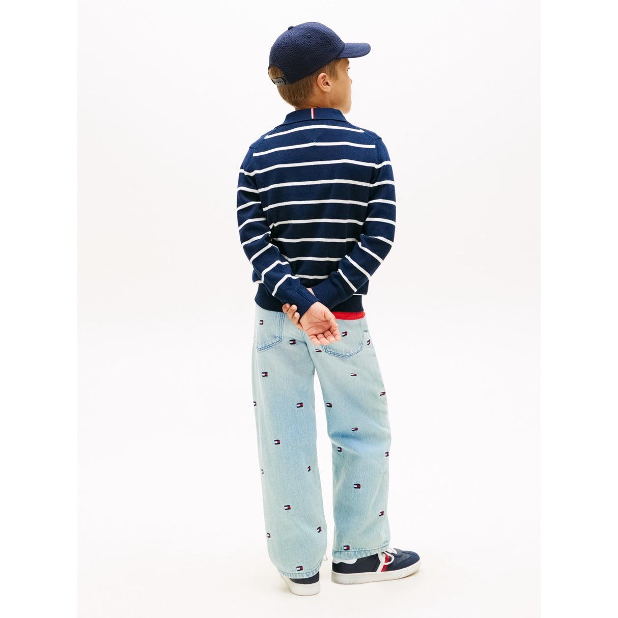 Tommy Hilfiger Dark Night Navy Stripe Polo Halsbånd Sweater Ls
