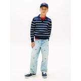 Tommy Hilfiger Dark Night Navy Stripe Polo Halsbånd Sweater Ls