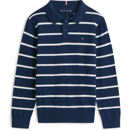 Tommy Hilfiger Dark Night Navy Stripe Polo Halsbånd Sweater Ls