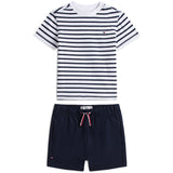 Tommy Hilfiger Dark Night Navy Essential Stripe Tee + Kort Sett