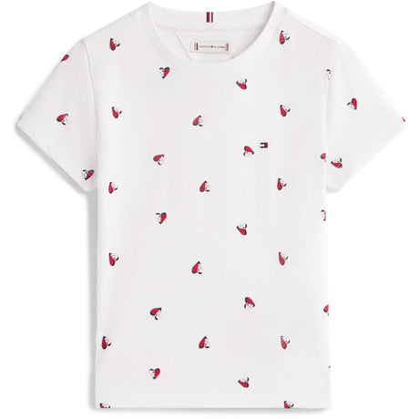 Tommy Hilfiger White Lg Aop Heart Tee Ss