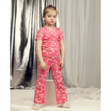 Mini Rodini Pink Starfall AOP Puff Sleeve Ss Topp