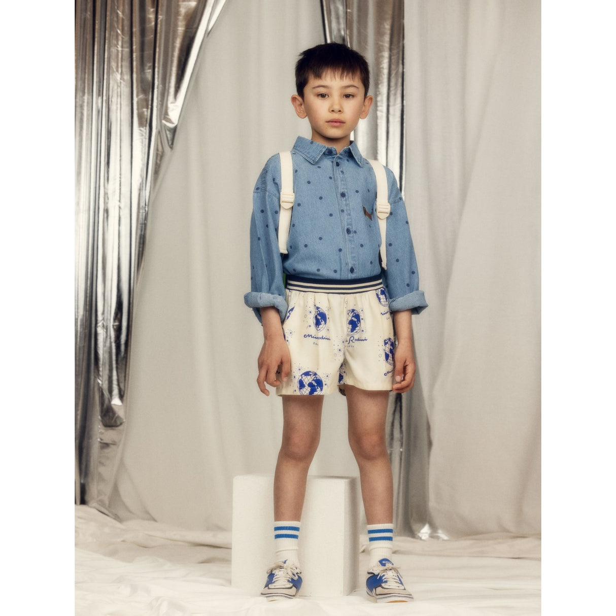 Mini Rodini Blue Lw Denim Dots AOP Ls Skjorte