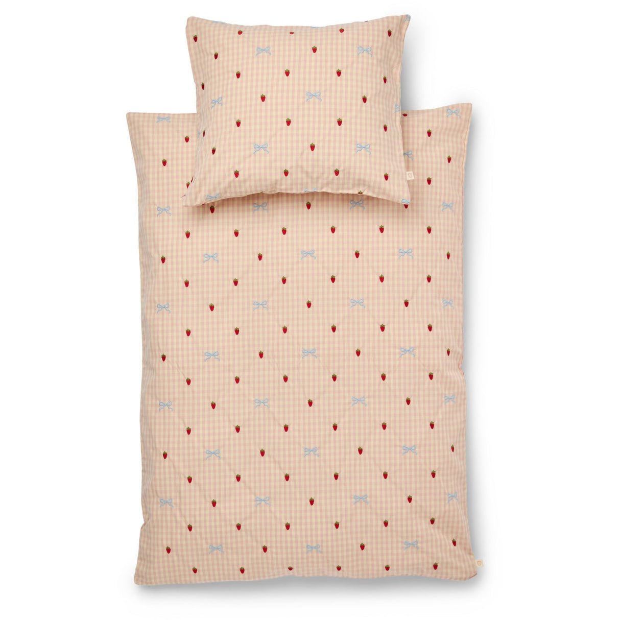 Flöss Berry/bow Gingham Dolly Bue Duvet+Pillow