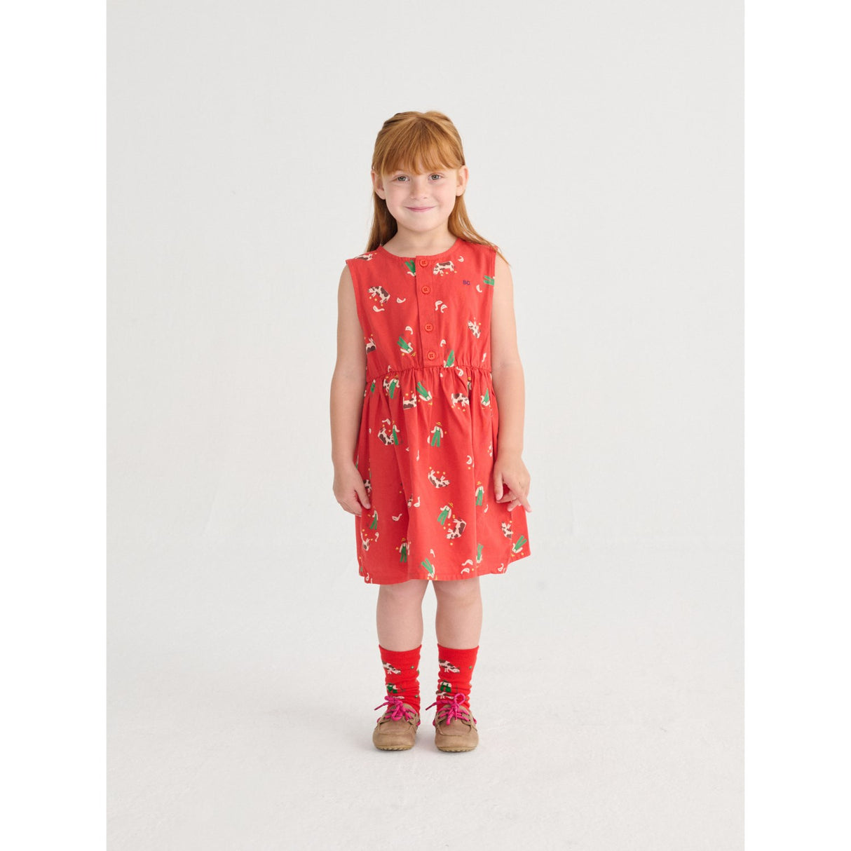 Bobo Choses Red Farm Adventure All Over Woven Kjole