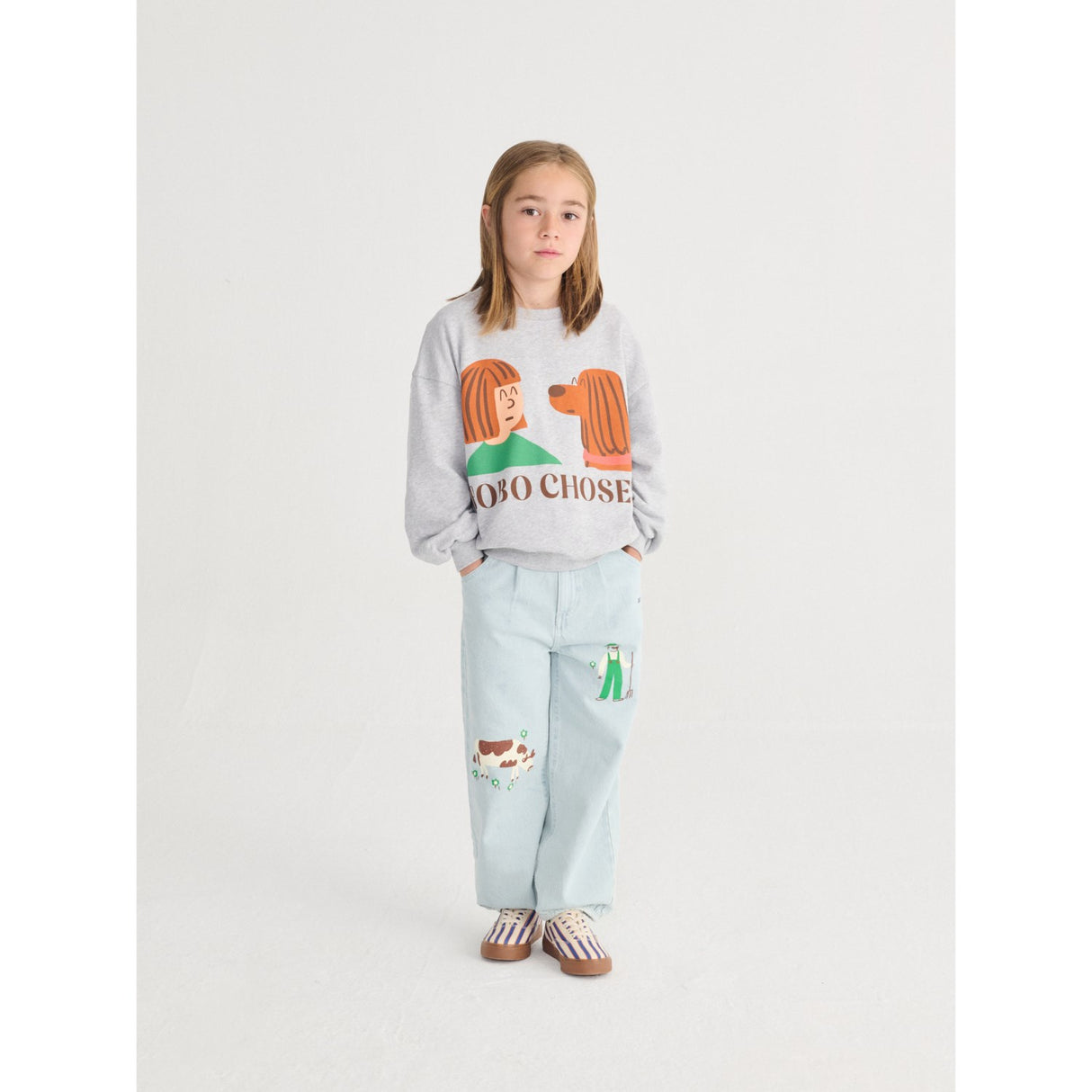 Bobo Choses Heather Grey Friends In A Pickle Collegegenser