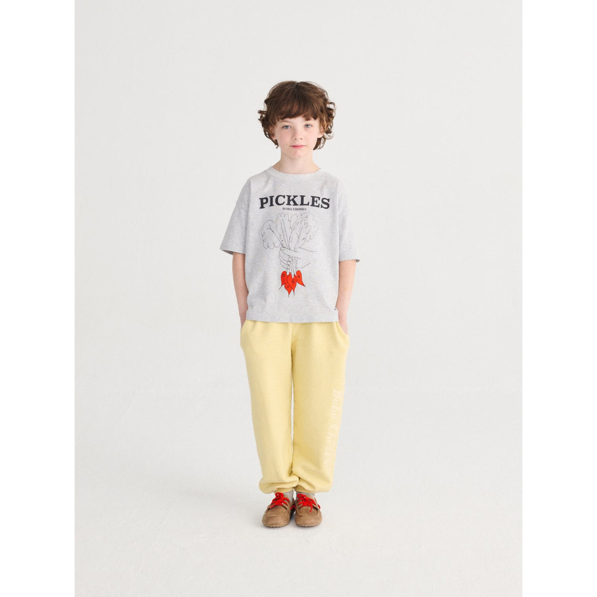 Bobo Choses Heather Grey Bunch Of Vegetables T-Shirt