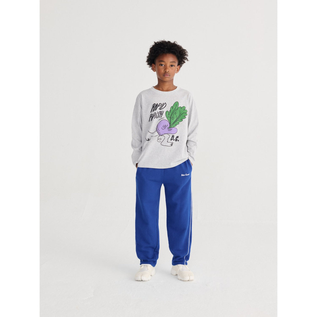 Bobo Choses Heather Grey Rapid Radish Long Sleeve T-Shirt