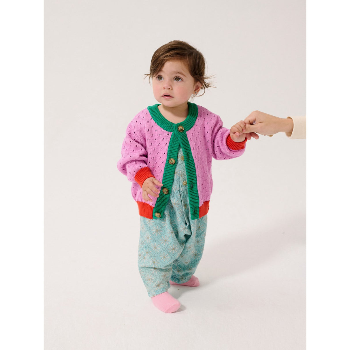 Bobo Choses Multicolor Farge Block Open Work Cardigan