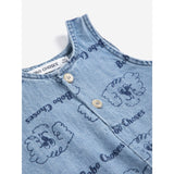 Bobo Choses Light Blue Pickles The Dog All Over Denim Playsuit