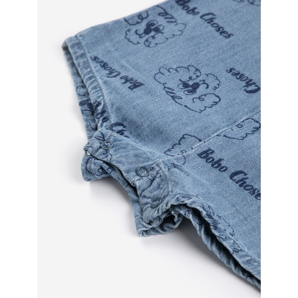 Bobo Choses Light Blue Pickles The Dog All Over Denim Playsuit
