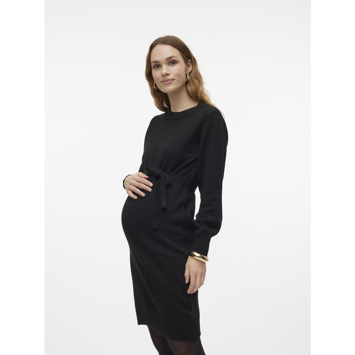 Mama;licious Black Mlnewanne L/S Abk Strikk Kjole A. Noos