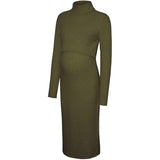 Mama;licious Winter Moss Melange Mlsuniva June Ls Strikk Midi Kjole 2F Noos