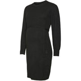 Mama;licious Black Mlnewanne L/S Abk Strikk Kjole A. Noos