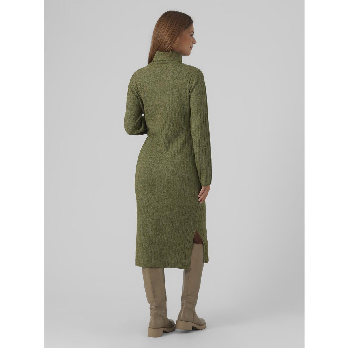 Mama;licious Winter Moss Melange Mlsuniva June Ls Strikk Midi Kjole 2F Noos
