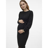 Mama;licious Black Mlnewanne L/S Abk Strikk Kjole A. Noos