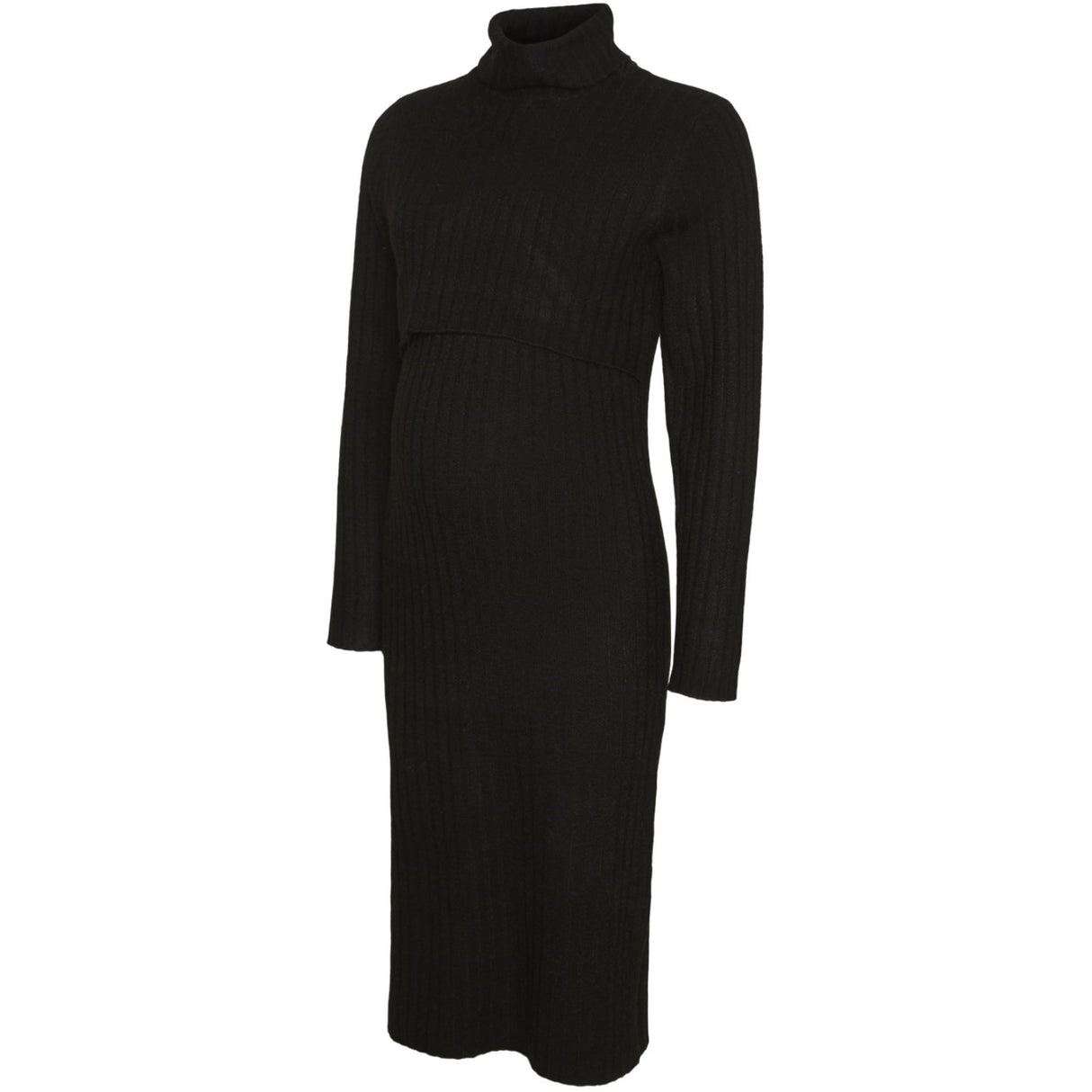 Mama;licious Black Mlsuniva June Ls Strikk Midi Kjole 2F Noos