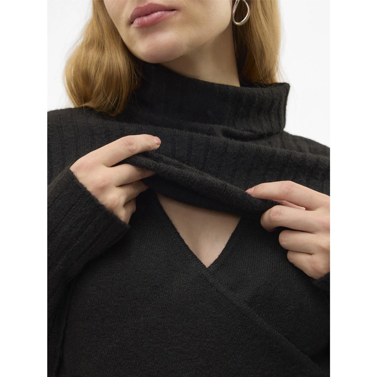 Mama;licious Black Mlsuniva June Ls Strikk Midi Kjole 2F Noos